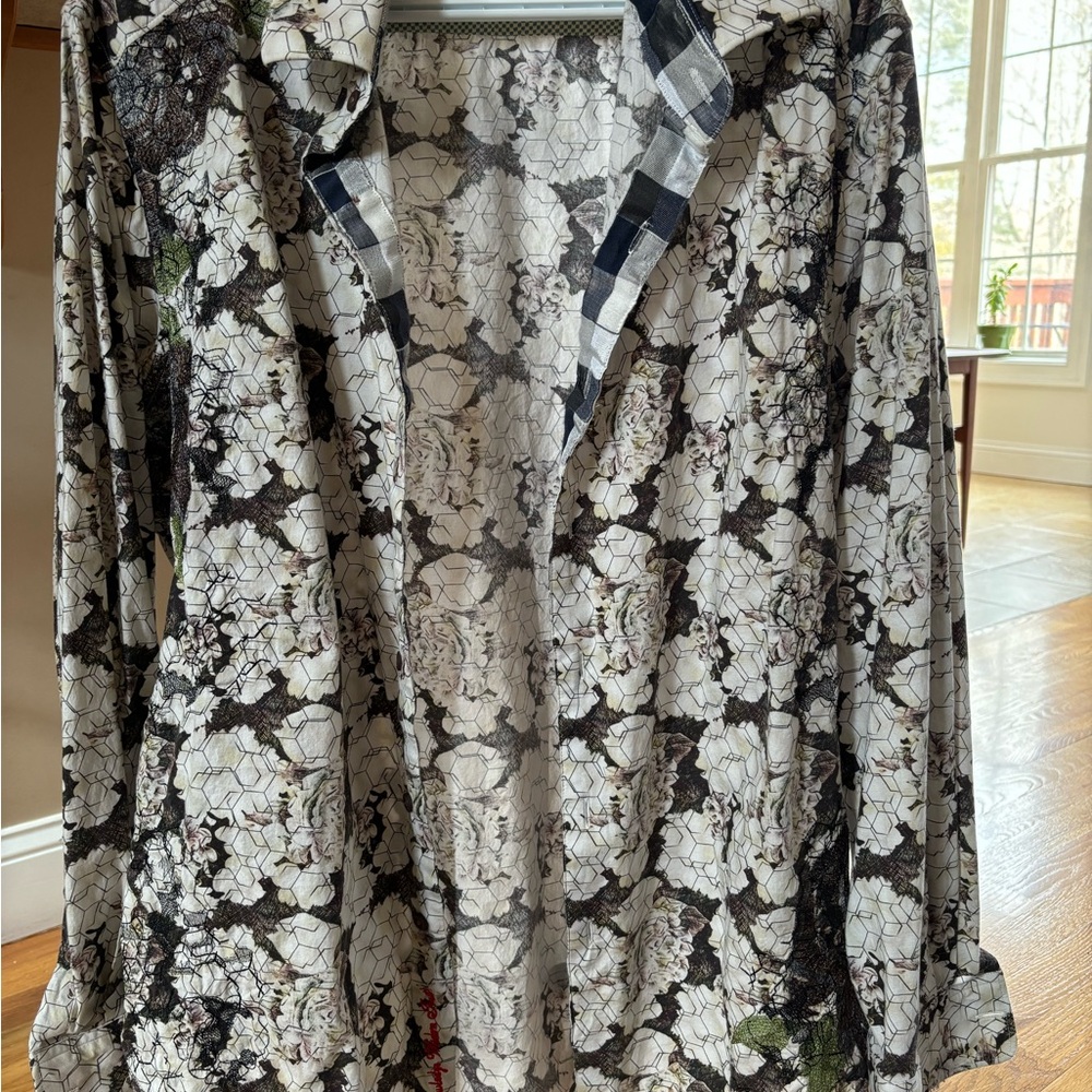 Robert Graham Floral Dress Shirt - Black and White
